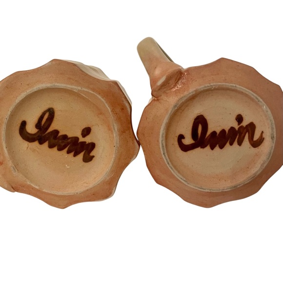 Studio Pottery Signed Coffee Mugs Glossy Glaze Light Brown Textured MCM - Picture 4 of 11